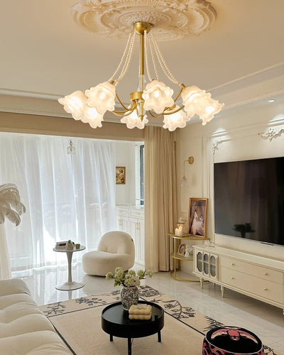 Allirila Traditional Elegance  Vintage Bloom Pearls Glass Chandelier