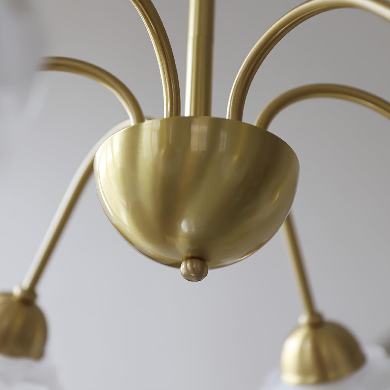 Lustra Chandelier Brass Glass Rose Floral - Neutral Decor