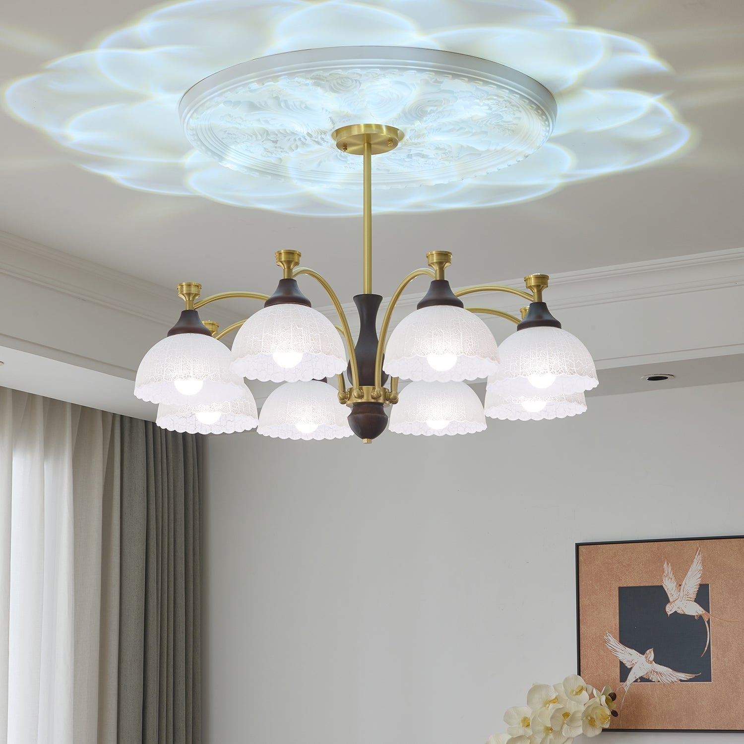 Avvynila Traditional Elegance Vintage Brass Wood Chandelier