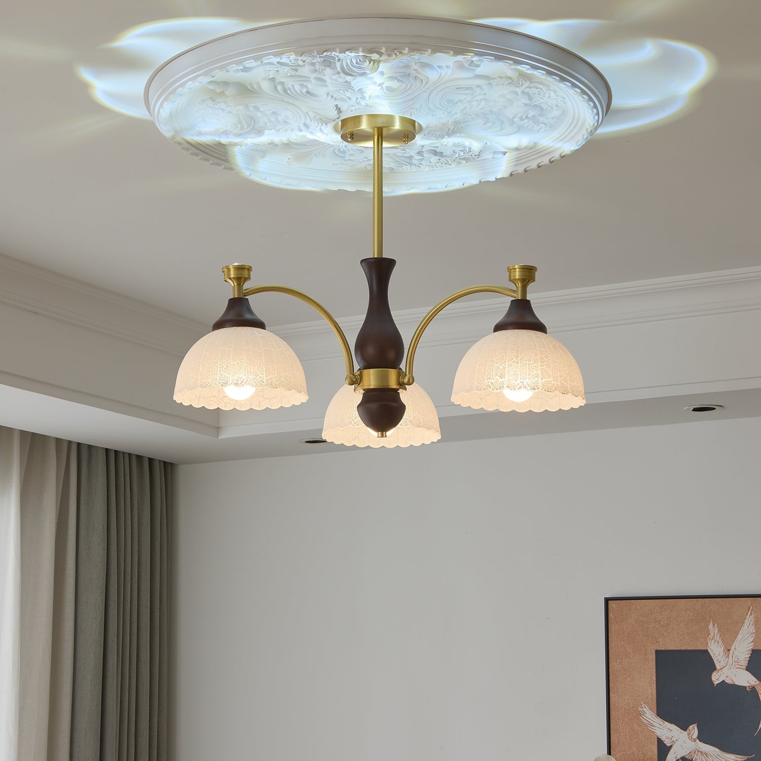 Avvynila Traditional Elegance Vintage Brass Wood Chandelier