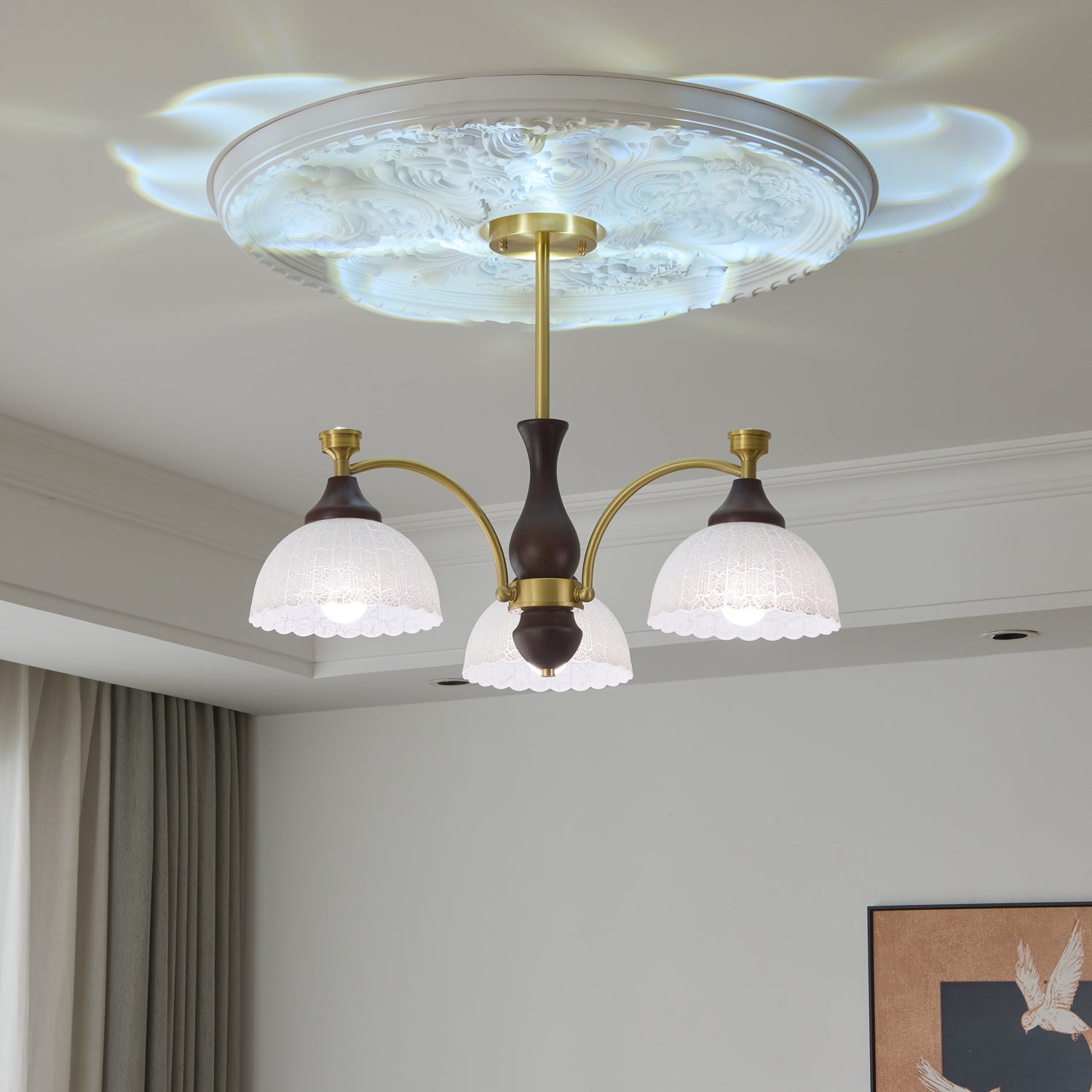 Avvynila Traditional Elegance Vintage Brass Wood Chandelier