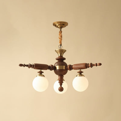 Olvenir Rustic Wood Glass Chandelier