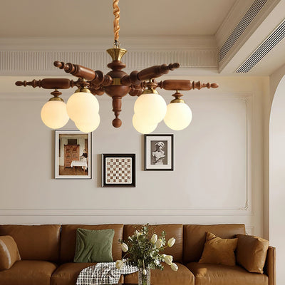 Olvenir Rustic Wood Glass Chandelier