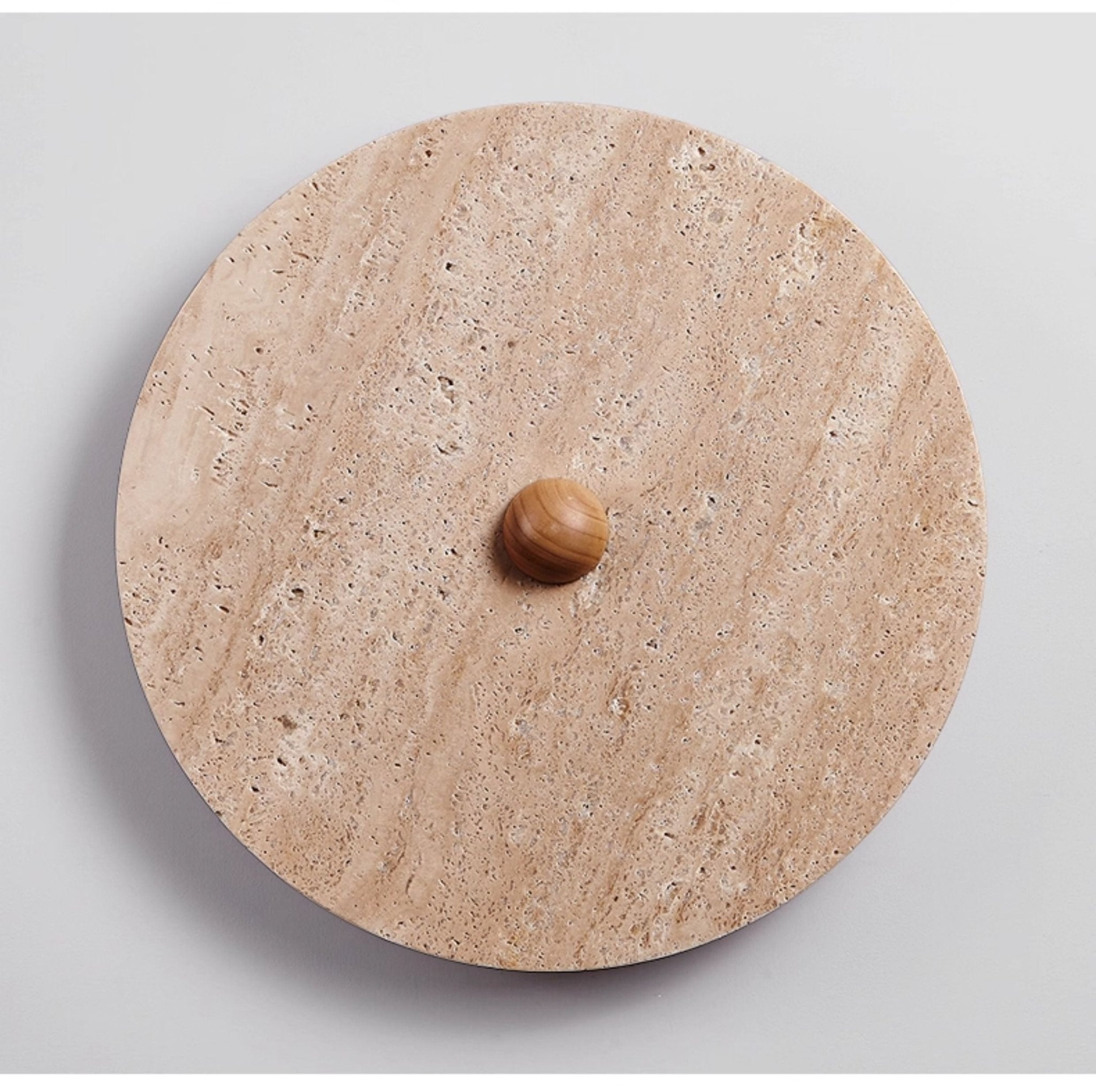 Valisine Round Travertine Disk Wall Lamp