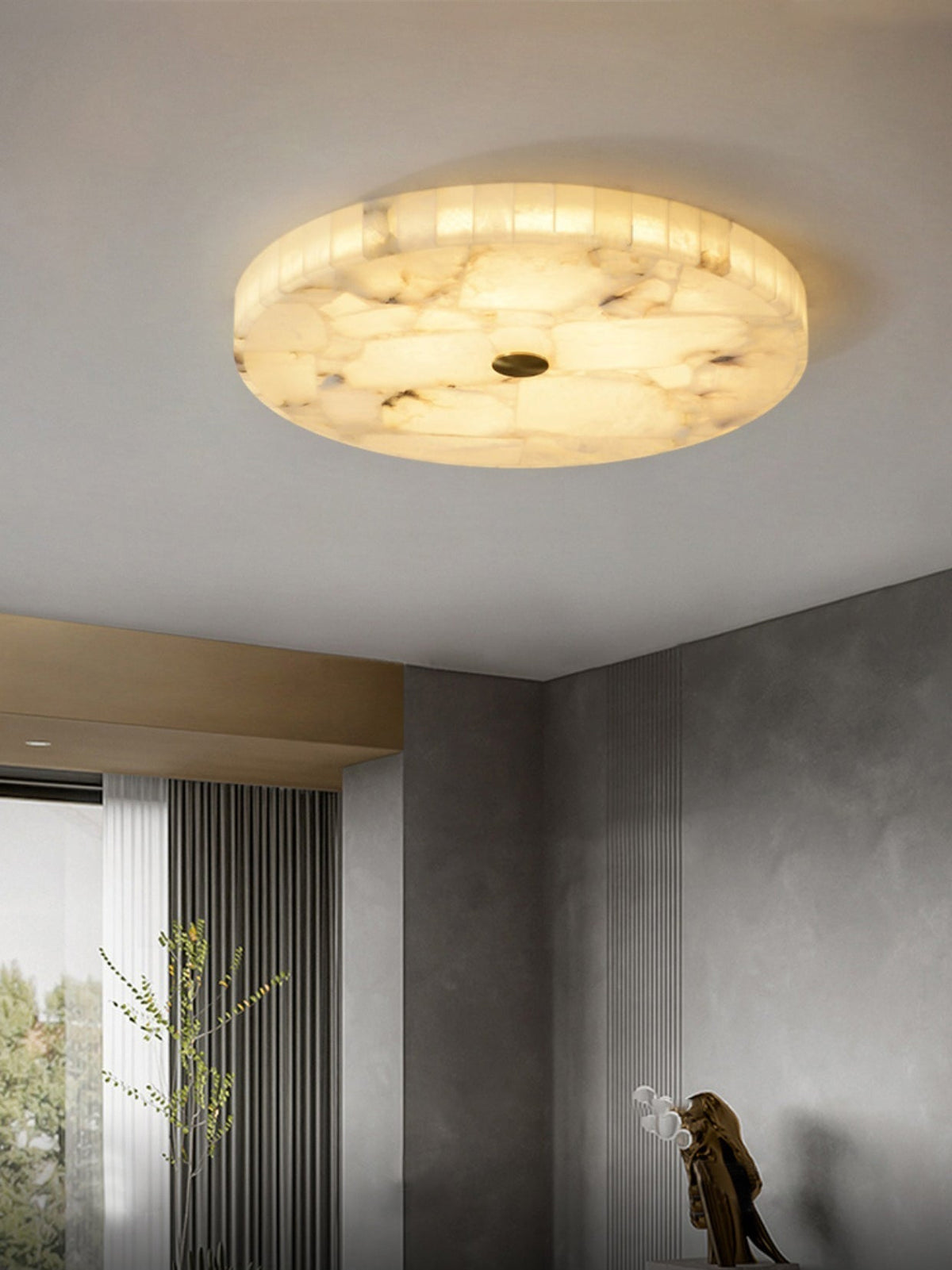 Nivael Round Alabaster Ceiling Lamp