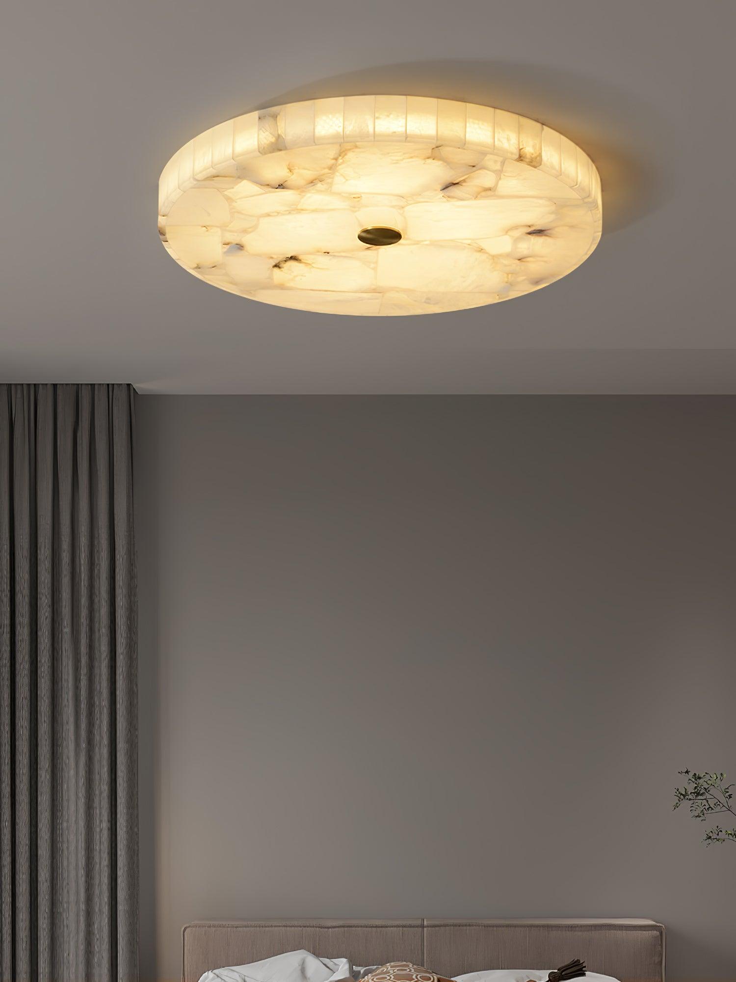 Ciphayra Round Mosaic  Alabaster Ceiling Light