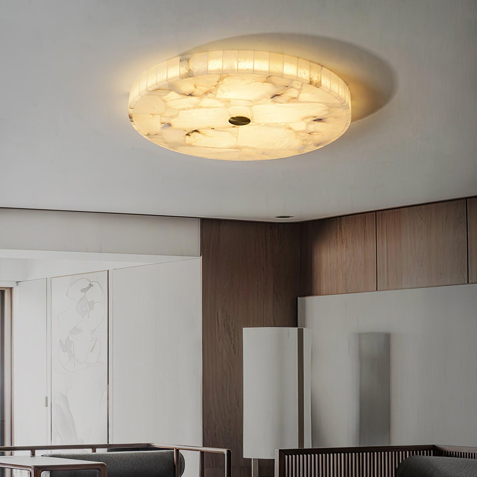 Ciphayra Round Mosaic  Alabaster Ceiling Light
