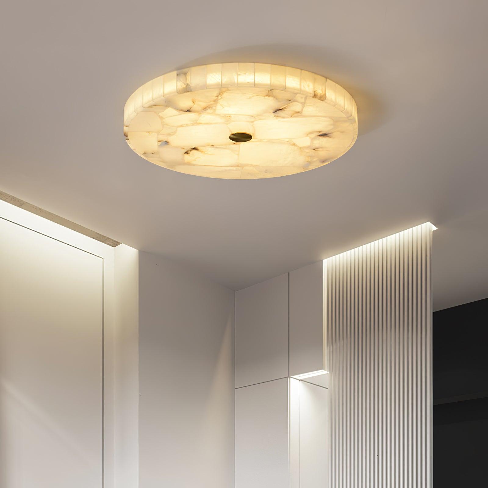 Ciphayra Round Mosaic  Alabaster Ceiling Light