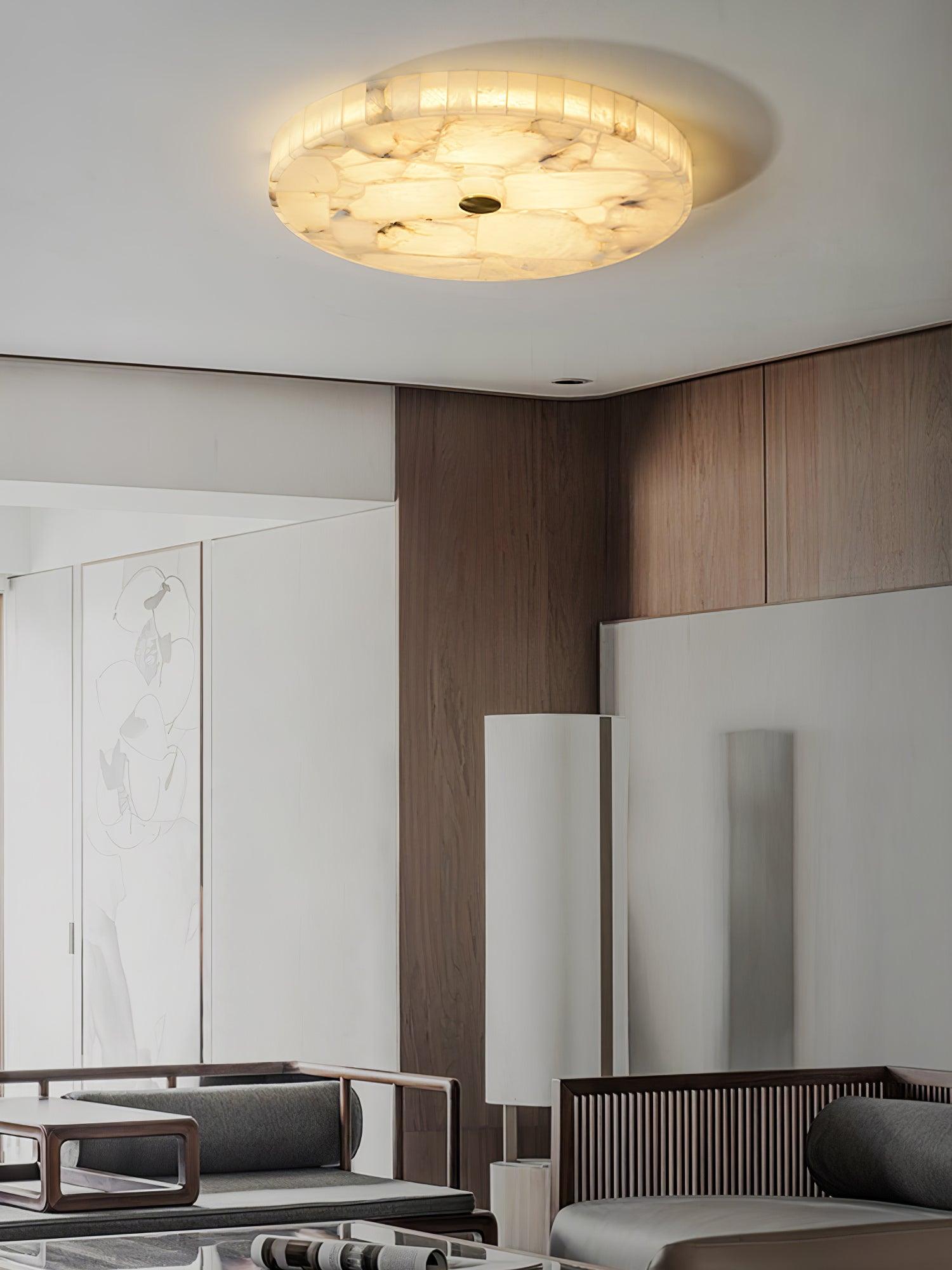 Ciphayra Round Mosaic  Alabaster Ceiling Light