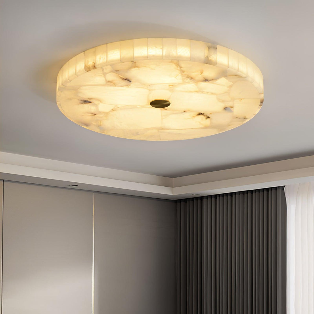 Norshire Round Alabaster Flush Mount Ceiling Light