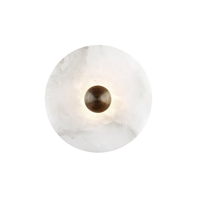 Round Wall Lamp Alabaster Fluted Brass - Neutral Decor