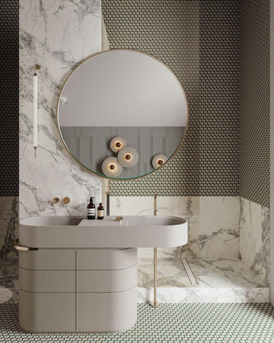 Round Wall Lamp Alabaster Fluted Brass - Neutral Decor