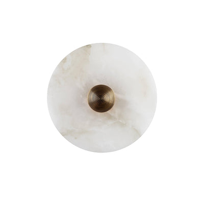 Round Wall Lamp Alabaster Fluted Brass - Neutral Decor