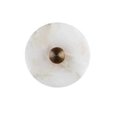 Round Wall Lamp Alabaster Fluted Brass - Neutral Decor