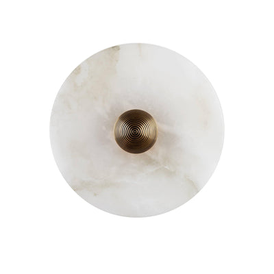 Round Wall Lamp Alabaster Fluted Brass - Neutral Decor