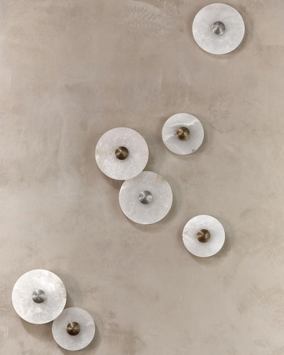Round Wall Lamp Alabaster Fluted Brass - Neutral Decor