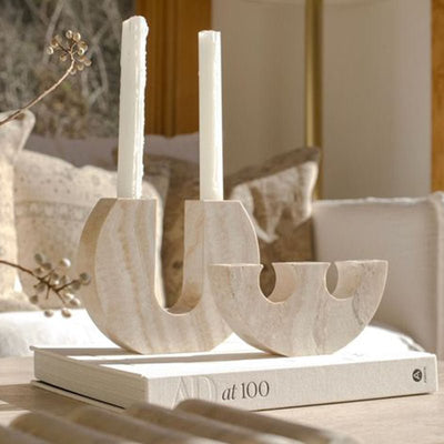 Stone Reliquary travertine Candle Holder