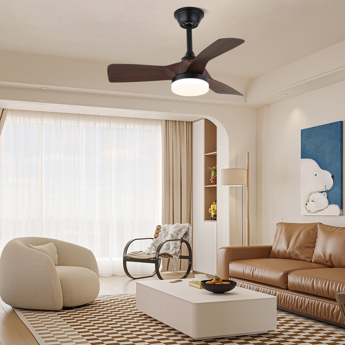 Orlen Minimalist Wood Ceiling Fan Light