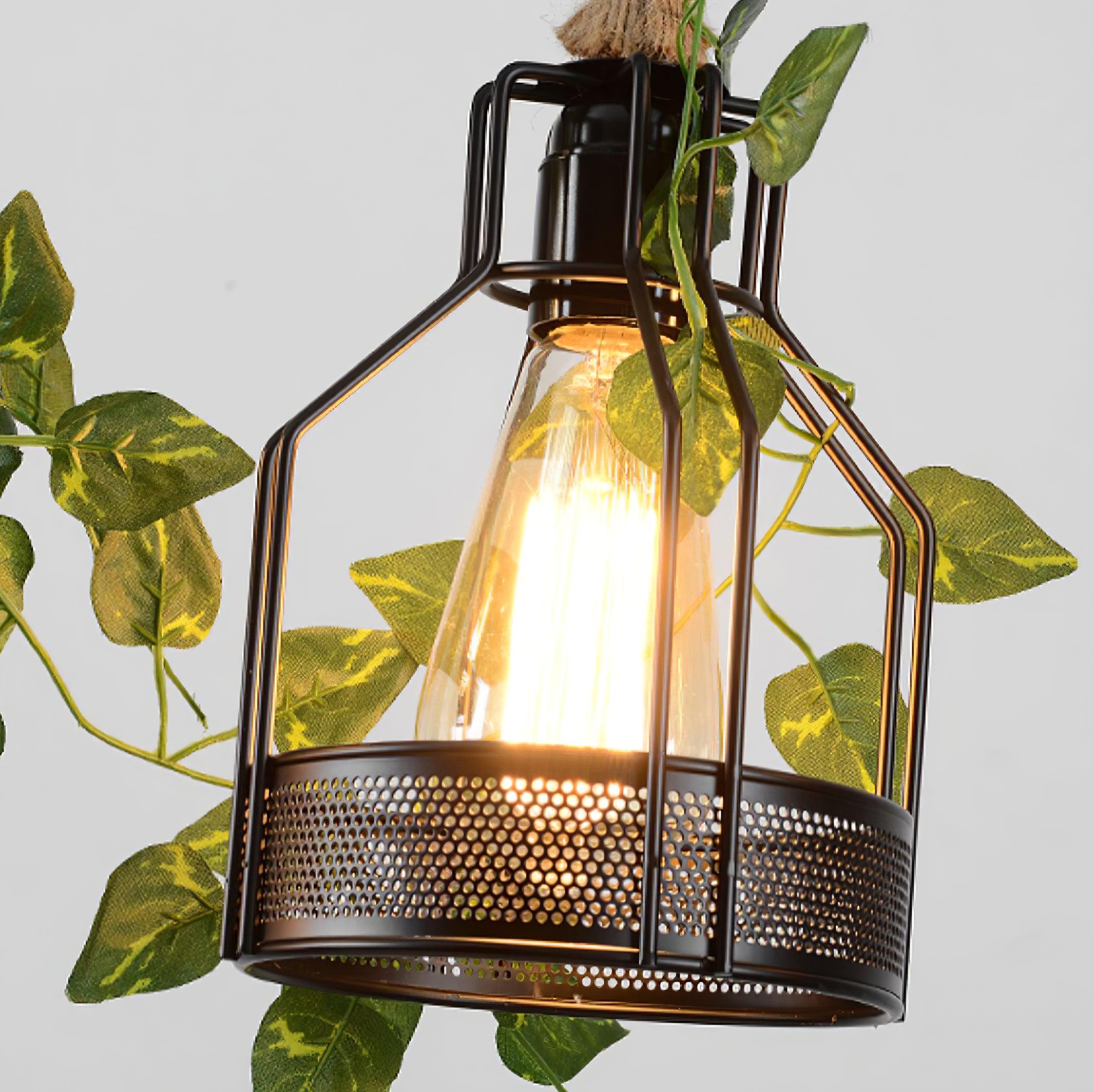 Qyron Chandelier Rustic Wooden Beam Rope Cage Cozy