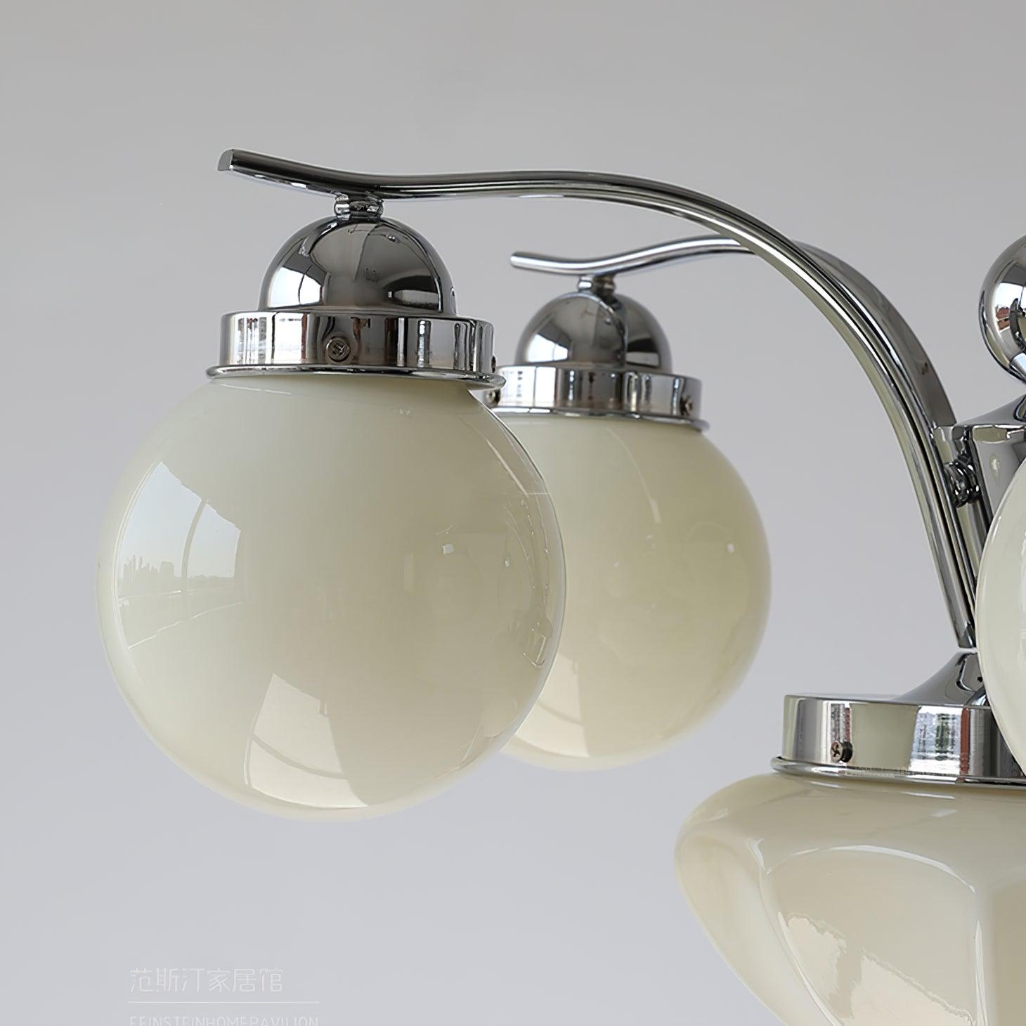 Ririxon Chandelier Retro Chic Globe White Glass