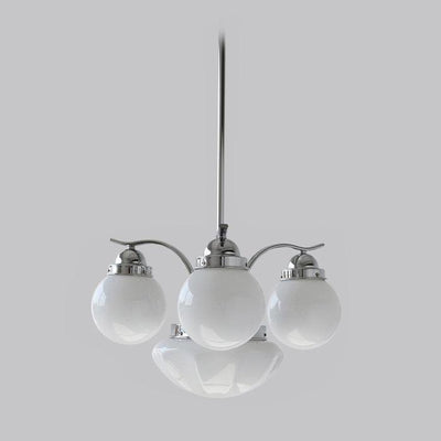 Ririxon Chandelier Retro Chic Globe White Glass
