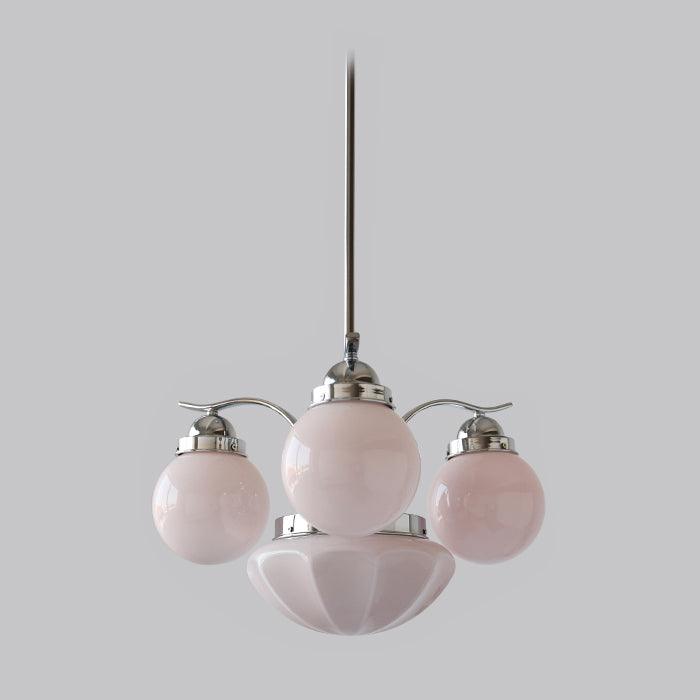 Ririxon Chandelier Retro Chic Globe White Glass