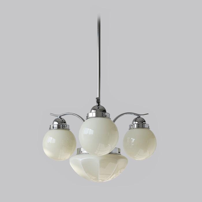 Ririxon Chandelier Retro Chic Globe White Glass