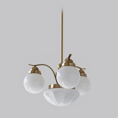 Ririxon Chandelier Retro Chic Globe White Glass