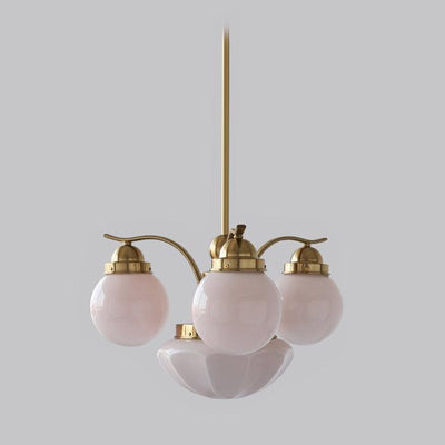 Ririxon Chandelier Retro Chic Globe White Glass