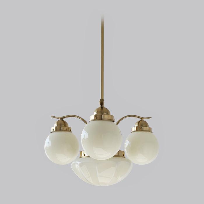 Ririxon Chandelier Retro Chic Globe White Glass