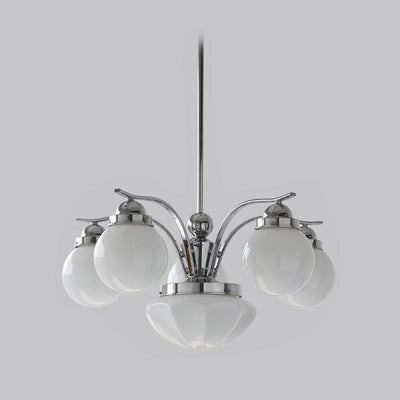 Ririxon Chandelier Retro Chic Globe White Glass