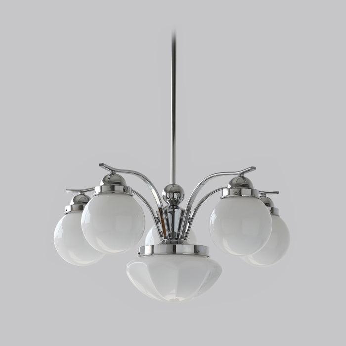 Ririxon Chandelier Retro Chic Globe White Glass