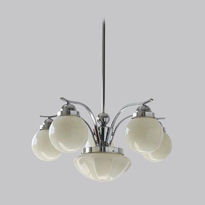 Ririxon Chandelier Retro Chic Globe White Glass