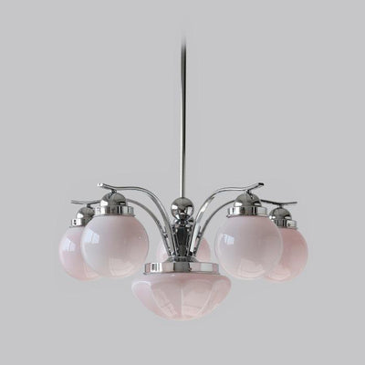 Ririxon Chandelier Retro Chic Globe White Glass