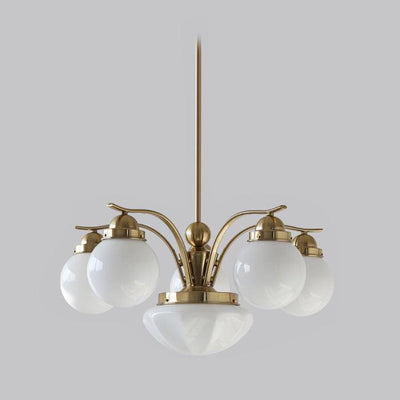 Ririxon Chandelier Retro Chic Globe White Glass