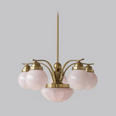 Ririxon Chandelier Retro Chic Globe White Glass