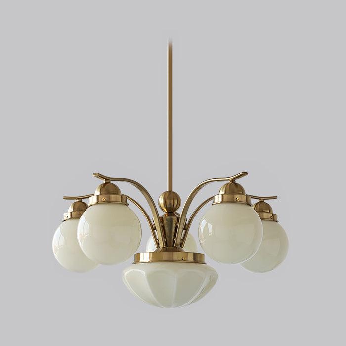 Ririxon Chandelier Retro Chic Globe White Glass