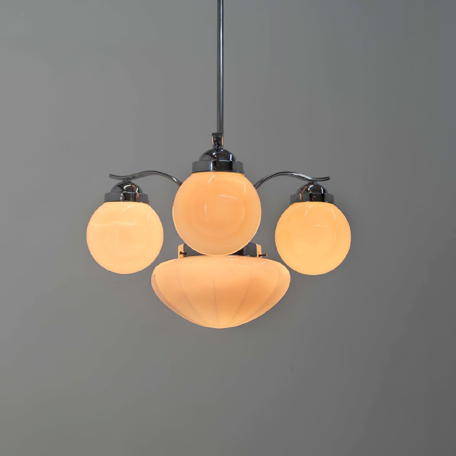 Ririxon Chandelier Retro Chic Globe White Glass