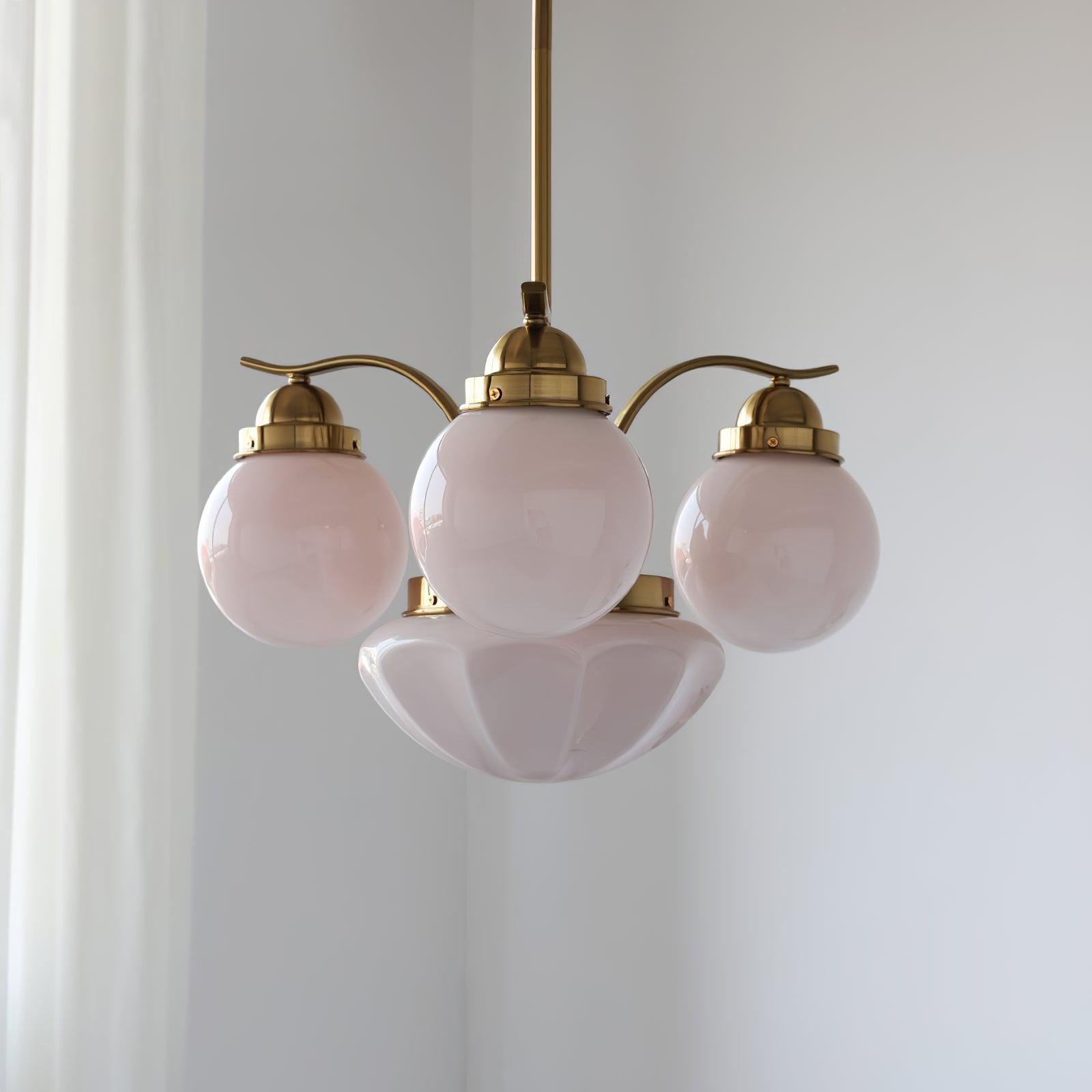 Ririxon Chandelier Retro Chic Globe White Glass