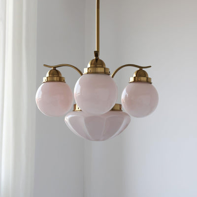 Ririxon Chandelier Retro Chic Globe White Glass