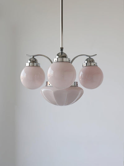 Ririxon Chandelier Retro Chic Globe White Glass