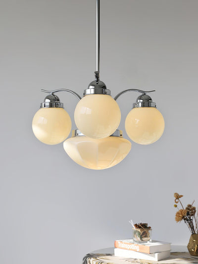 Ririxon Chandelier Retro Chic Globe White Glass