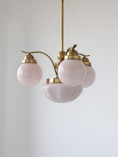 Ririxon Chandelier Retro Chic Globe White Glass