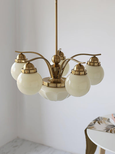 Ririxon Chandelier Retro Chic Globe White Glass