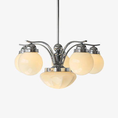 Ririxon Chandelier Retro Chic Globe White Glass
