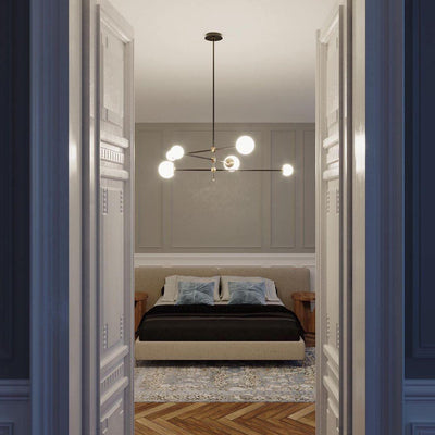 Celirissa Chandelier SI Brass Glass Globe