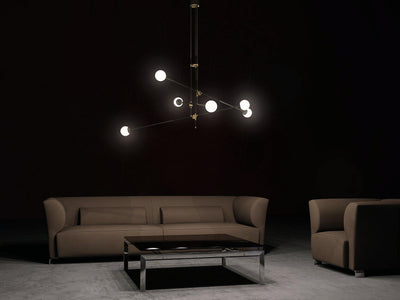 Celirissa Chandelier SI Brass Glass Globe
