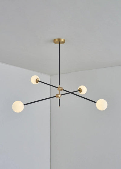 Celirissa Chandelier SI Brass Glass Globe