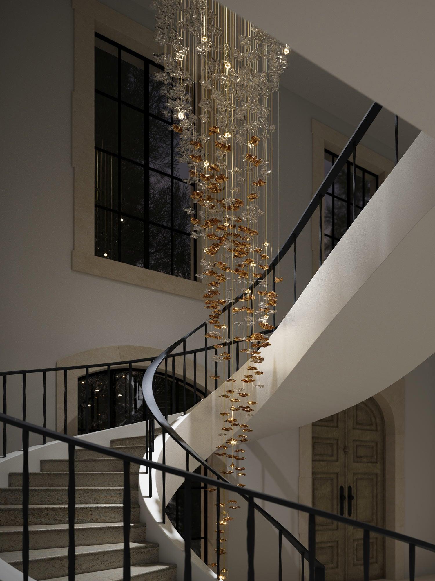Nephele Crystal Leaf Chandelier
