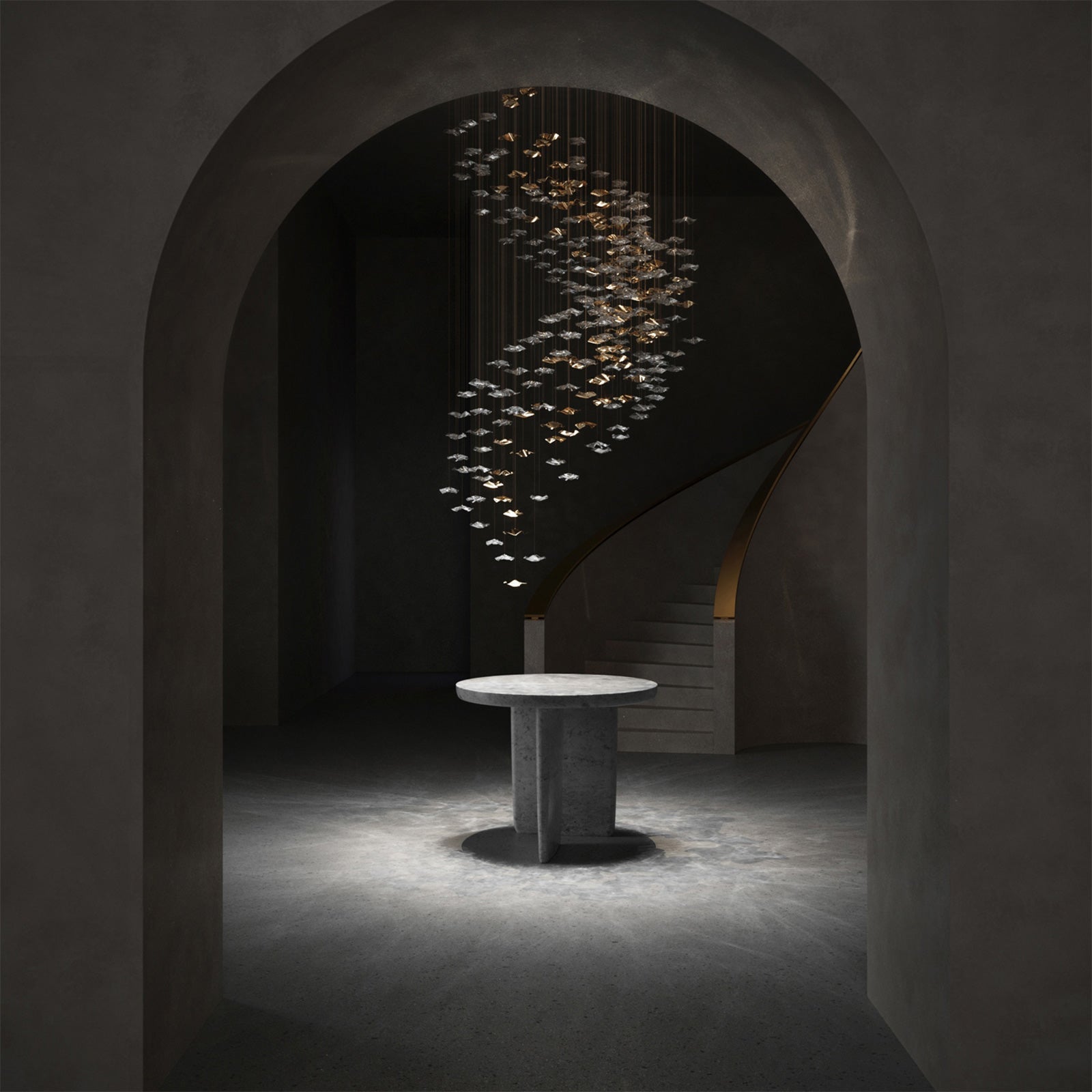 Nephele Crystal Leaf Chandelier